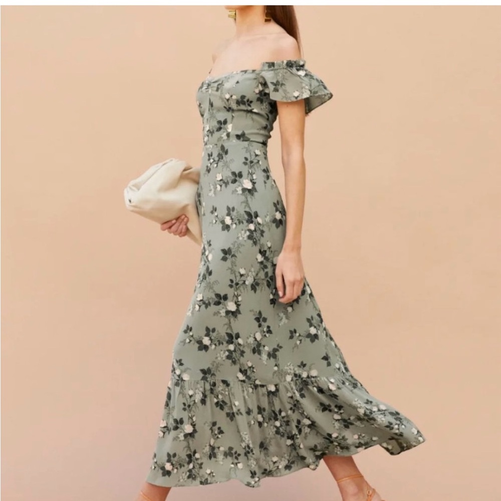 Reformation green floral dress // size 12